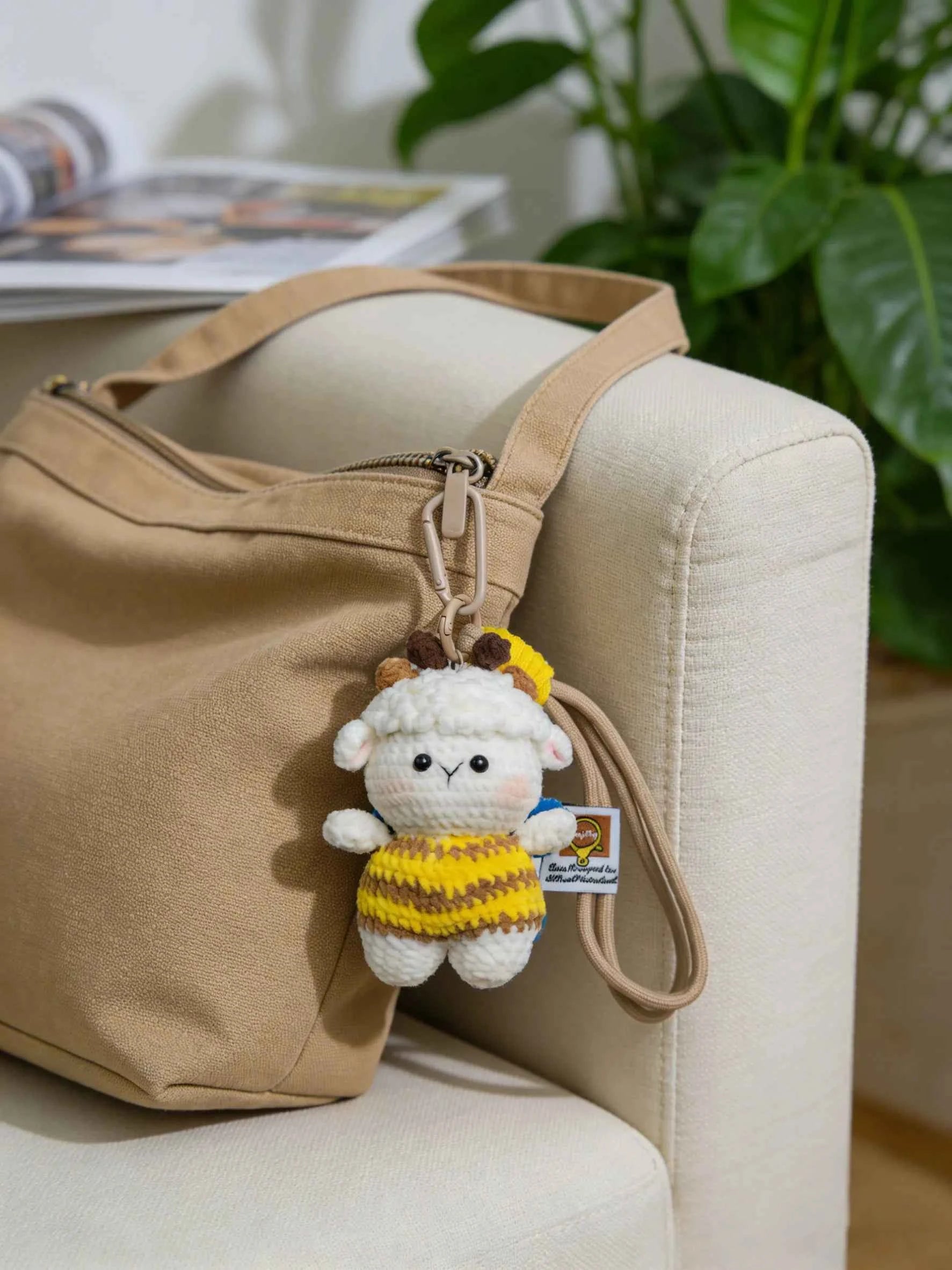 Clover the Bee-Suit Lamb Crochet Kit | DIY Plush Keychain & Bag Charm