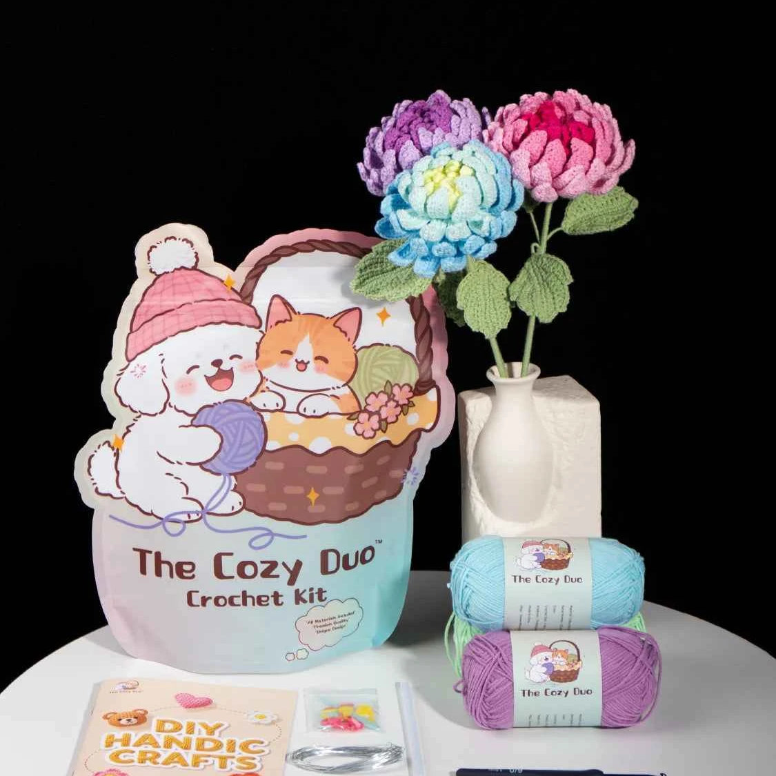 DIY Crochet Dahlia Flower Kit - Handmade Everlasting Blooms