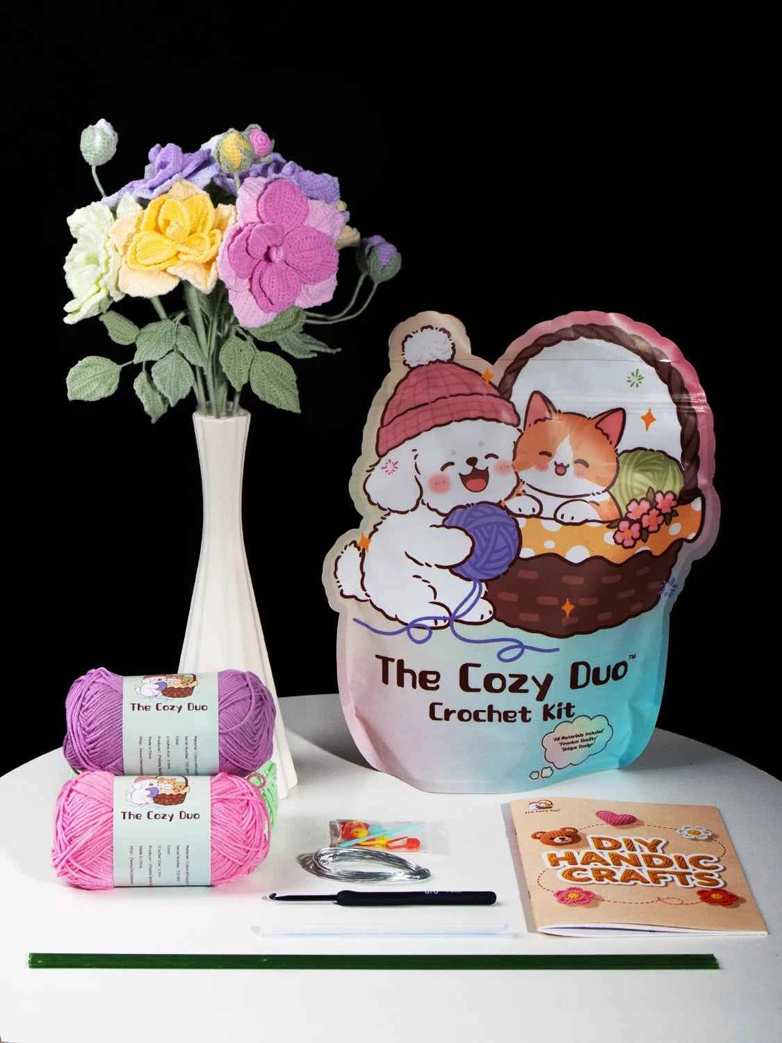 DIY Crochet Heavy Industry Rose Kit Knitted Flower Bouquet Material bag
