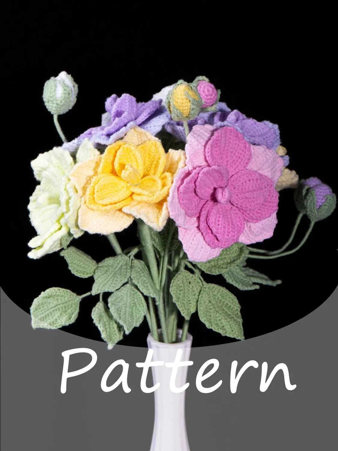 DIY Crochet Heavy Industry Rose Kit Knitted Flower Bouquet Material bag