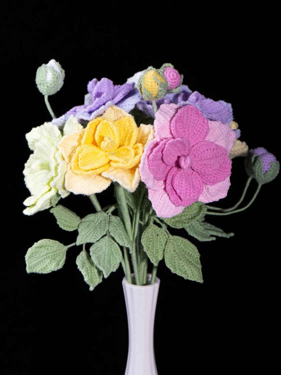 DIY Crochet Heavy Industry Rose Kit Knitted Flower Bouquet Material bag