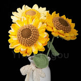Double Layer Crochet Sunflower Stem – Handmade Knitted Flower, Faux Sunflower Gift, Eternal Bloom for Home Decor, Mother’s Day Gift