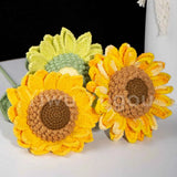 Double Layer Crochet Sunflower Stem – Handmade Knitted Flower, Faux Sunflower Gift, Eternal Bloom for Home Decor, Mother’s Day Gift