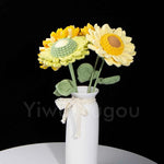 Double Layer Crochet Sunflower Stem – Handmade Knitted Flower, Faux Sunflower Gift, Eternal Bloom for Home Decor, Mother’s Day Gift