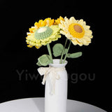 Double Layer Crochet Sunflower Stem – Handmade Knitted Flower, Faux Sunflower Gift, Eternal Bloom for Home Decor, Mother’s Day Gift