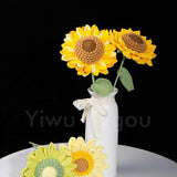 Double Layer Crochet Sunflower Stem – Handmade Knitted Flower, Faux Sunflower Gift, Eternal Bloom for Home Decor, Mother’s Day Gift