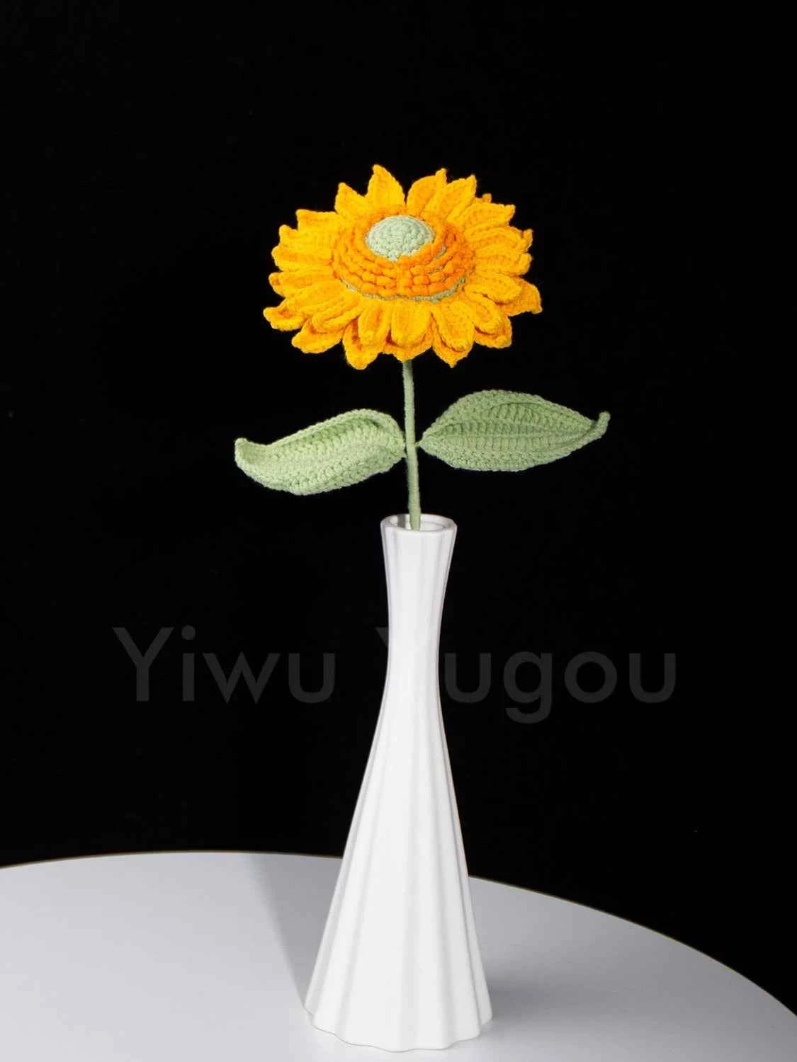 Double Layer Crochet Sunflower Stem – Handmade Knitted Flower, Faux Sunflower Gift, Eternal Bloom for Home Decor, Mother’s Day Gift