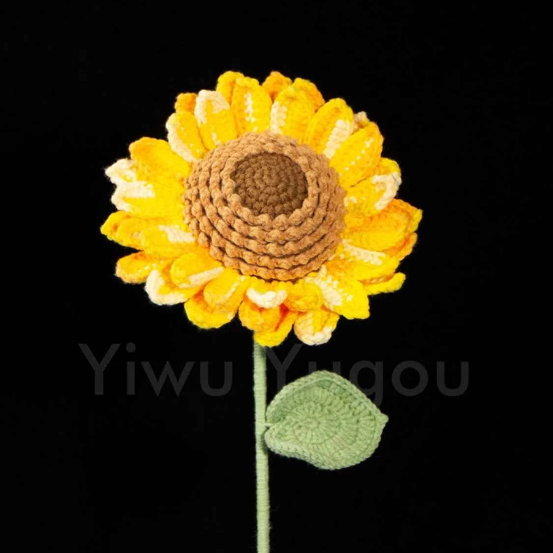 Double Layer Crochet Sunflower Stem – Handmade Knitted Flower, Faux Sunflower Gift, Eternal Bloom for Home Decor, Mother’s Day Gift