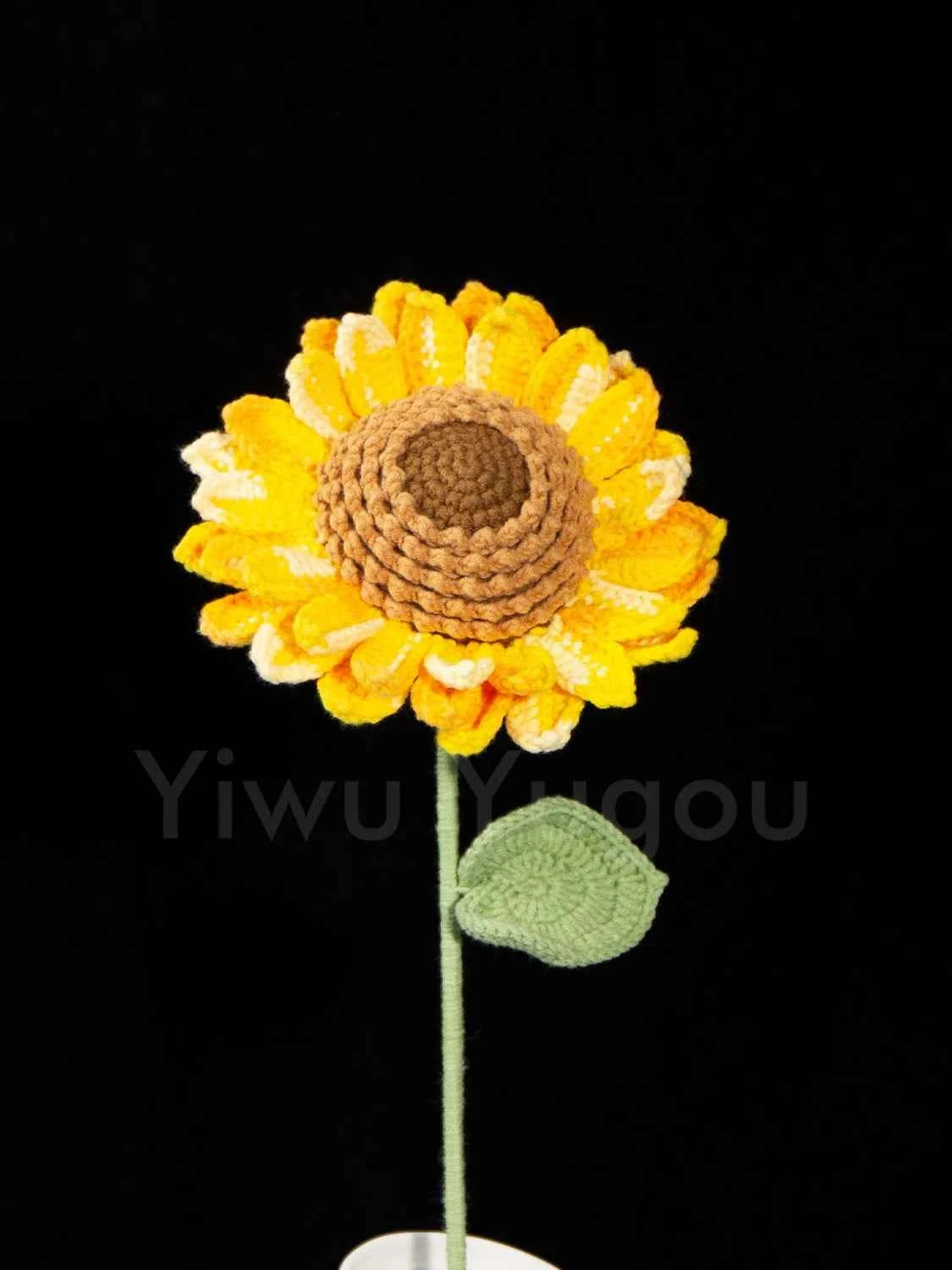 Double Layer Crochet Sunflower Stem – Handmade Knitted Flower, Faux Sunflower Gift, Eternal Bloom for Home Decor, Mother’s Day Gift