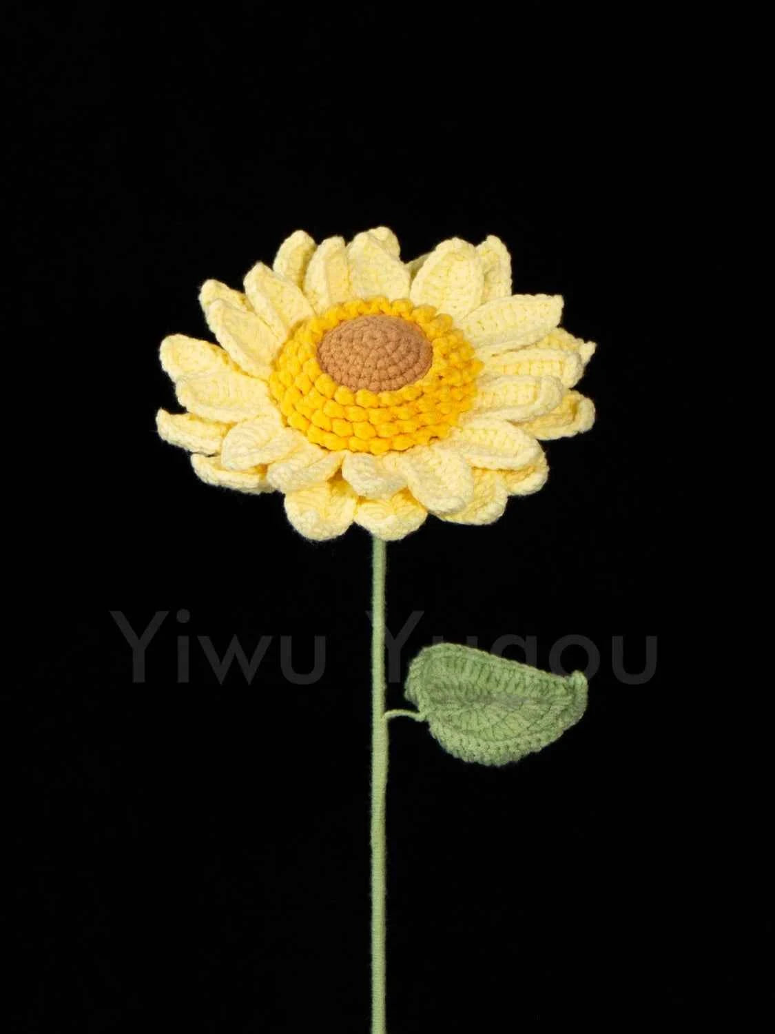 Double Layer Crochet Sunflower Stem – Handmade Knitted Flower, Faux Sunflower Gift, Eternal Bloom for Home Decor, Mother’s Day Gift