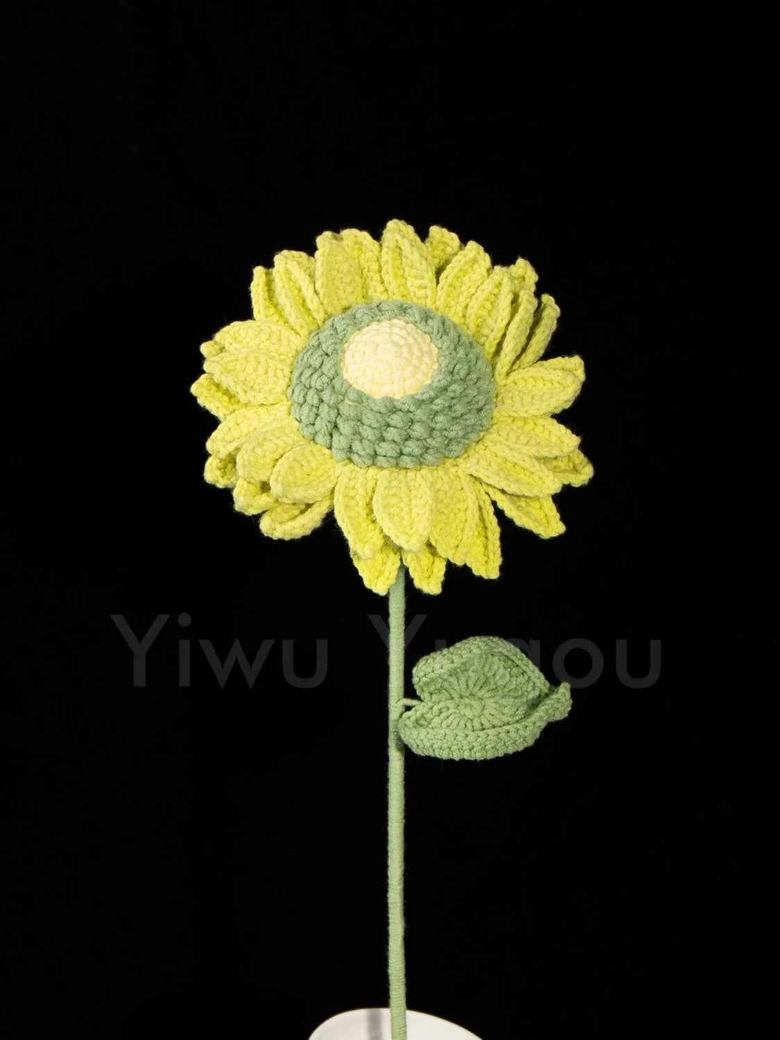 Double Layer Crochet Sunflower Stem – Handmade Knitted Flower, Faux Sunflower Gift, Eternal Bloom for Home Decor, Mother’s Day Gift