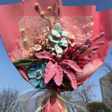 Crochet Flower Bouquet - Reusable Pink Blue Floral Gift