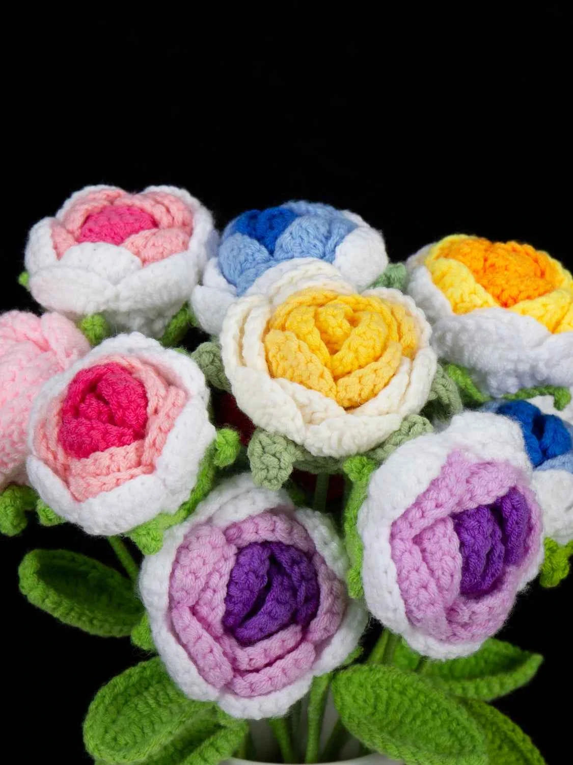 Hand Crocheted Single Rose Bouquet for Valentine's Day