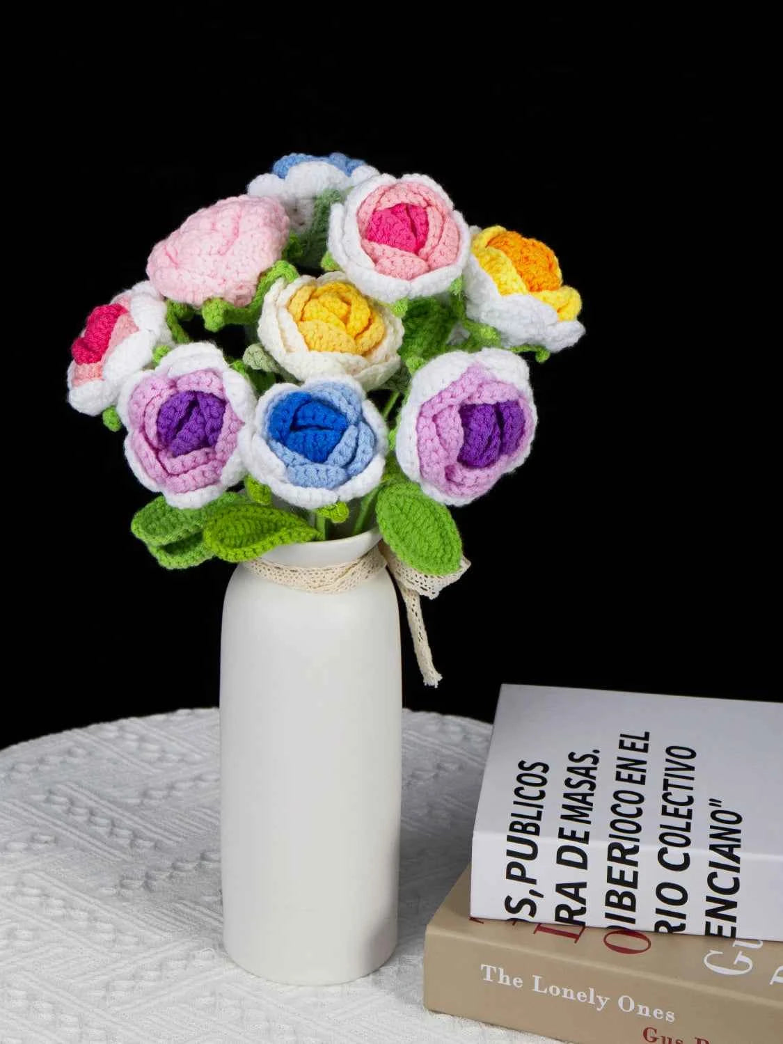 Hand Crocheted Single Rose Bouquet for Valentine's Day