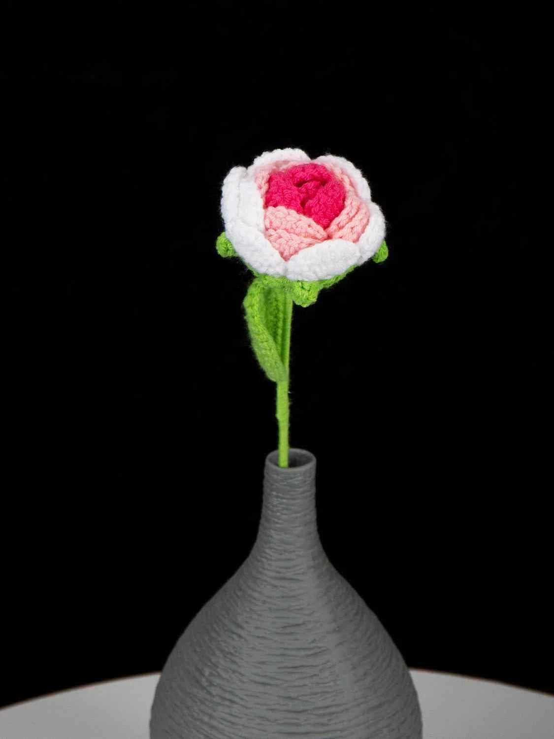 Hand Crocheted Single Rose Bouquet for Valentine's Day