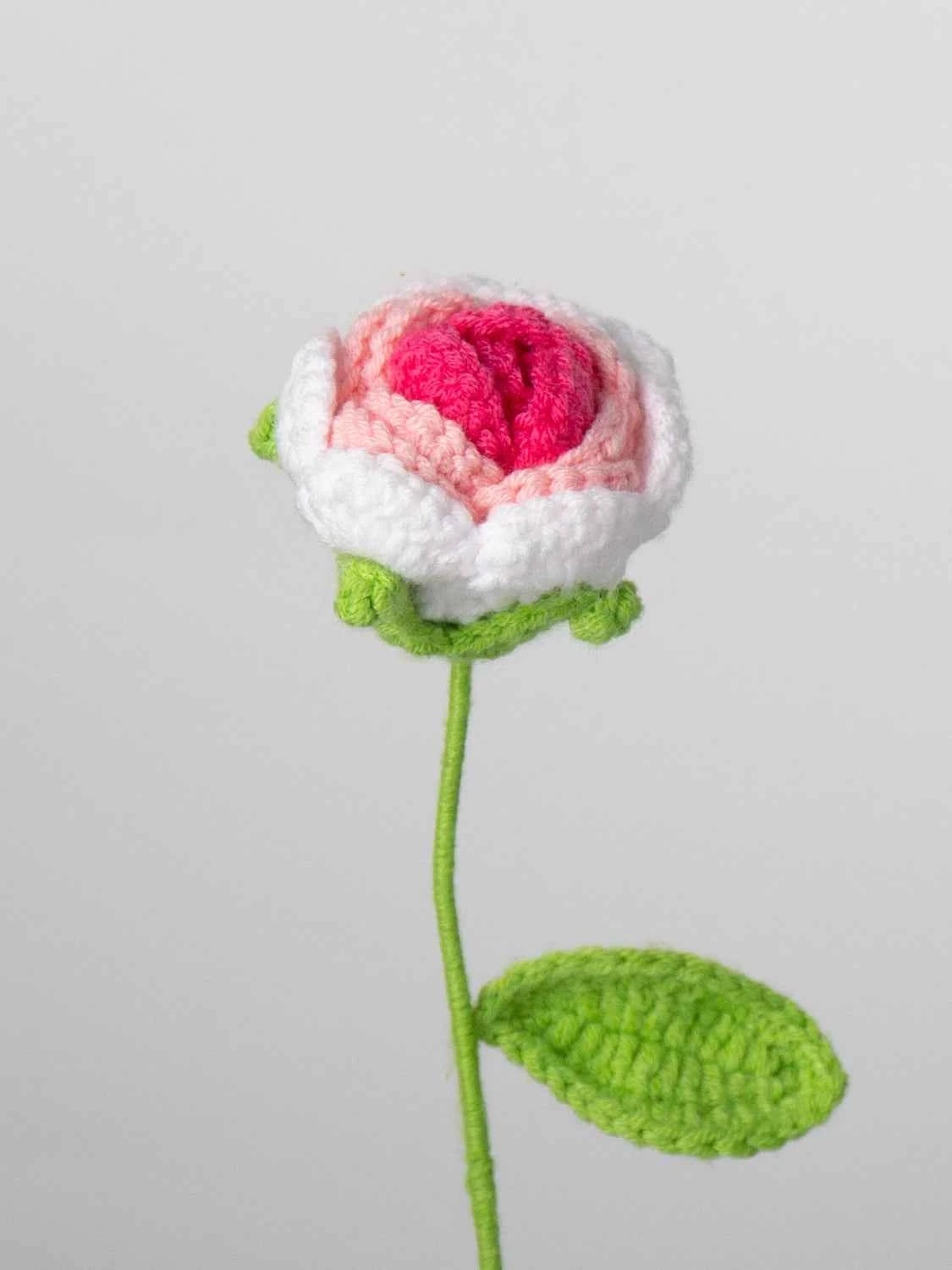 Hand Crocheted Single Rose Bouquet for Valentine's Day