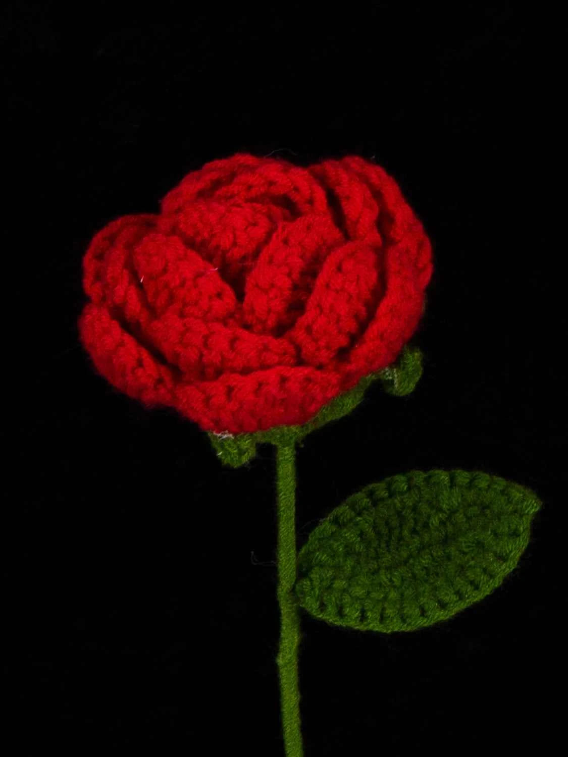 Hand Crocheted Single Rose Bouquet for Valentine's Day