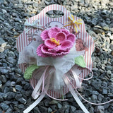 Crochet Single Stem Rose Greeting Card | Reusable Wool Flower Bouquet