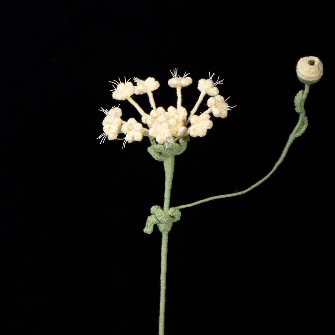 Handmade Crochet Blue Lace Flower Single Stem | Boho Home Decor