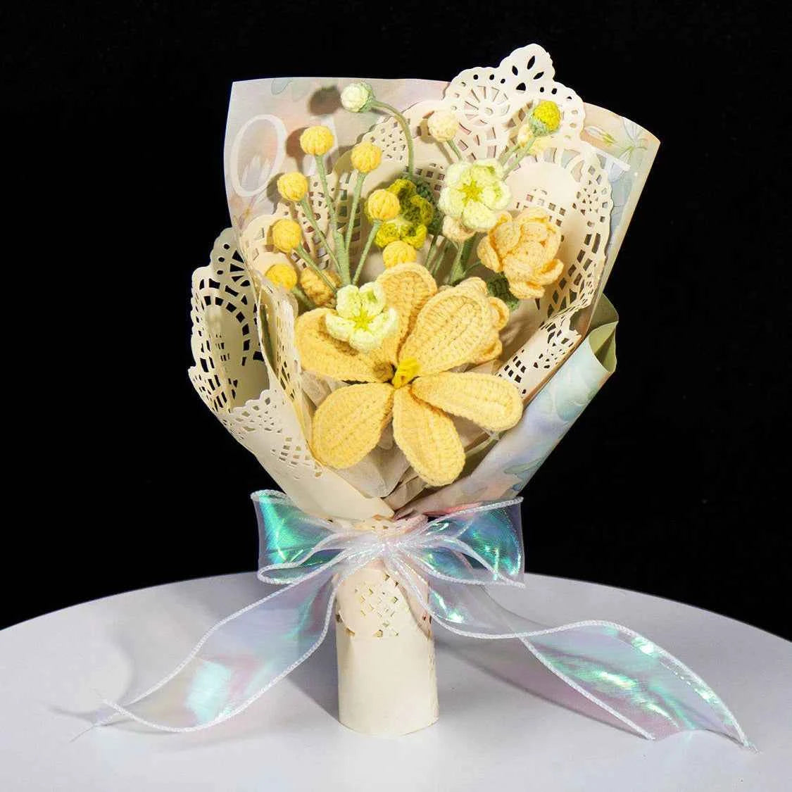 Handmade Crochet Flower Bouquet – Knitted Gesang Gift, Forever Flowers for Birthday, Mother's Day, Wedding Decor