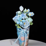 Handmade Blue French Rose Crochet Flower Bouquet - Everlasting Gift