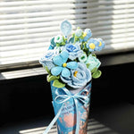 Handmade Blue French Rose Crochet Flower Bouquet - Everlasting Gift