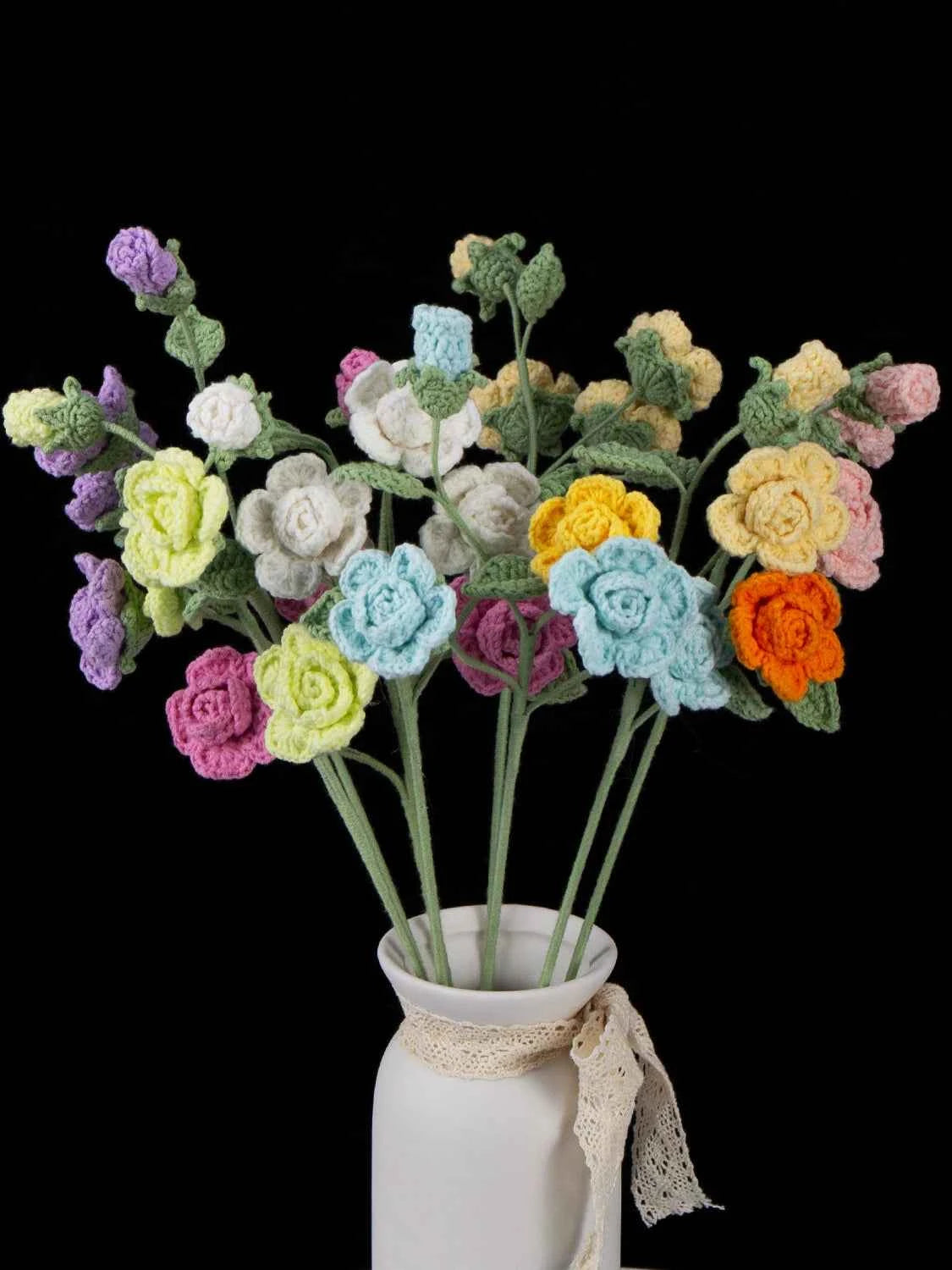 Handmade Crochet Barbie Rose Bouquet Material Kits