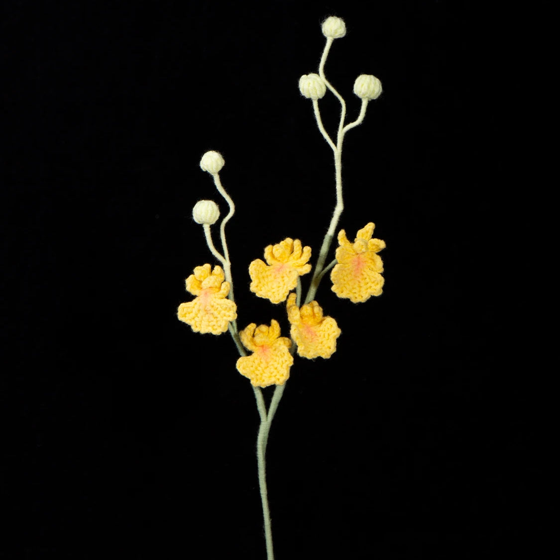 Handmade Crochet Dancing Orchid Forever Blooming Artificial Flower Bouquet