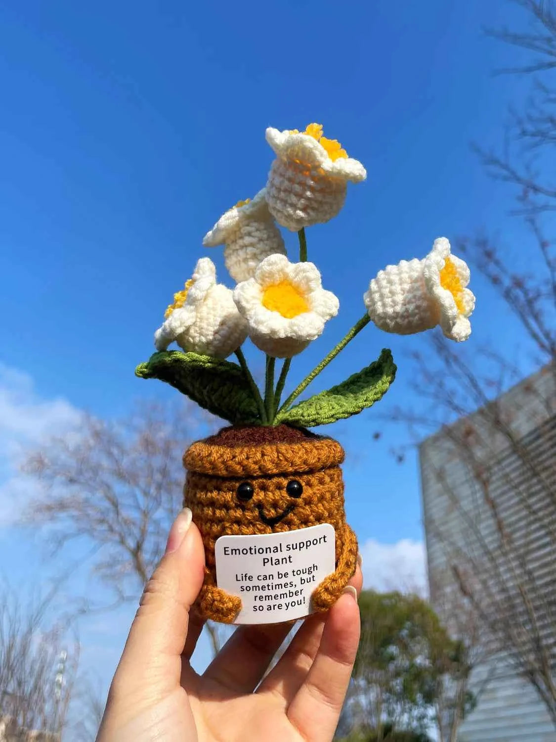 Handmade Crochet Emotional Support Plant Potted Flower