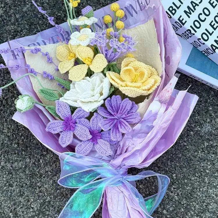 Purple Crochet Flower Bouquet – Forever Blooms Gift