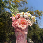 Handmade Crochet Flower Bouquet, Pink Roses & Tulips, Forever Flowers Gift for Mother's Day, Birthday, Anniversary