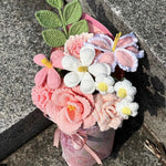 Handmade Crochet Flower Bouquet, Pink Roses & Tulips, Forever Flowers Gift for Mother's Day, Birthday, Anniversary
