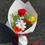 Handmade Crochet Flower Bouquet – Knitted Rose Tulip Daisy Yarn Flowers