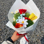 Handmade Crochet Flower Bouquet – Knitted Rose Tulip Daisy Yarn Flowers