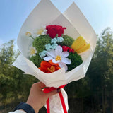 Handmade Crochet Flower Bouquet – Knitted Rose Tulip Daisy Yarn Flowers