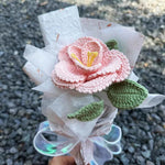 Handmade Crochet French Rose | Single Stem Mini Bouquet Gift