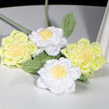 Handcrafted Knitted Gardenia | Artificial Floral Accent Stem