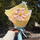Handmade Crochet Gesang Flower Bouquet, Mini Knitted Flower Gift, Everlasting Floral Decor, Desk Decor, Wedding Favor, Gift for Her