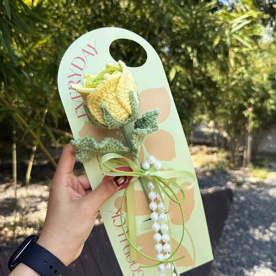 Handmade Crochet Green Rose Flower Bouquet