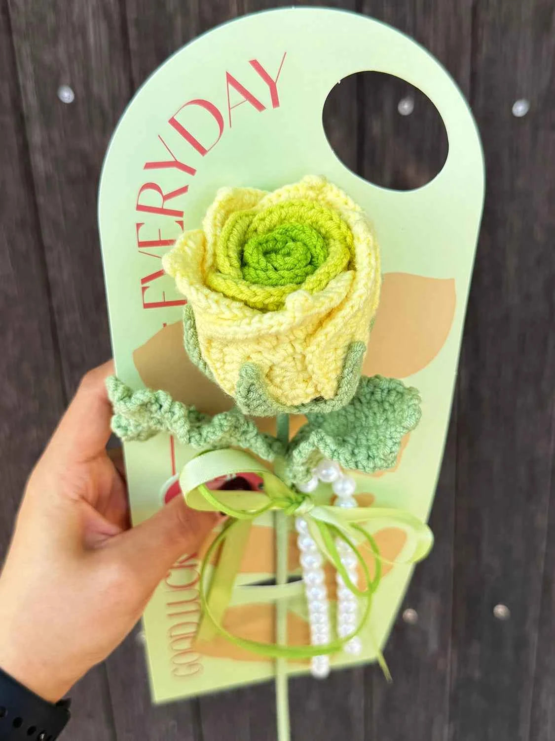 Handmade Crochet Green Rose Flower Bouquet
