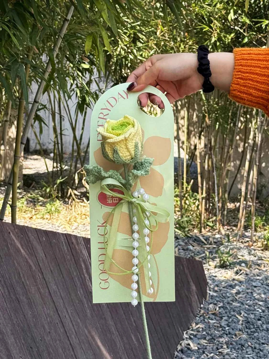 Handmade Crochet Green Rose Flower Bouquet