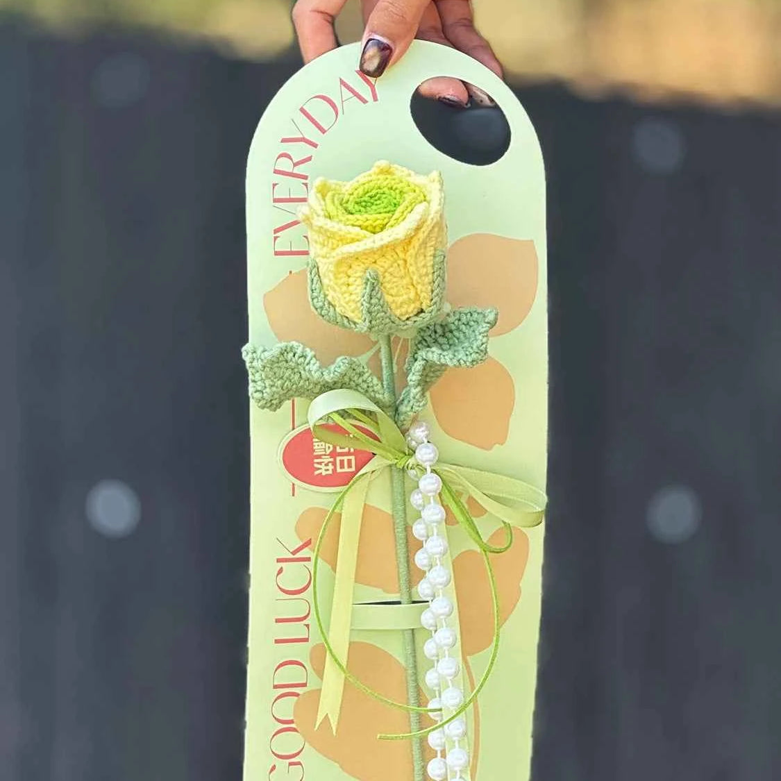 Handmade Crochet Green Rose Flower Bouquet