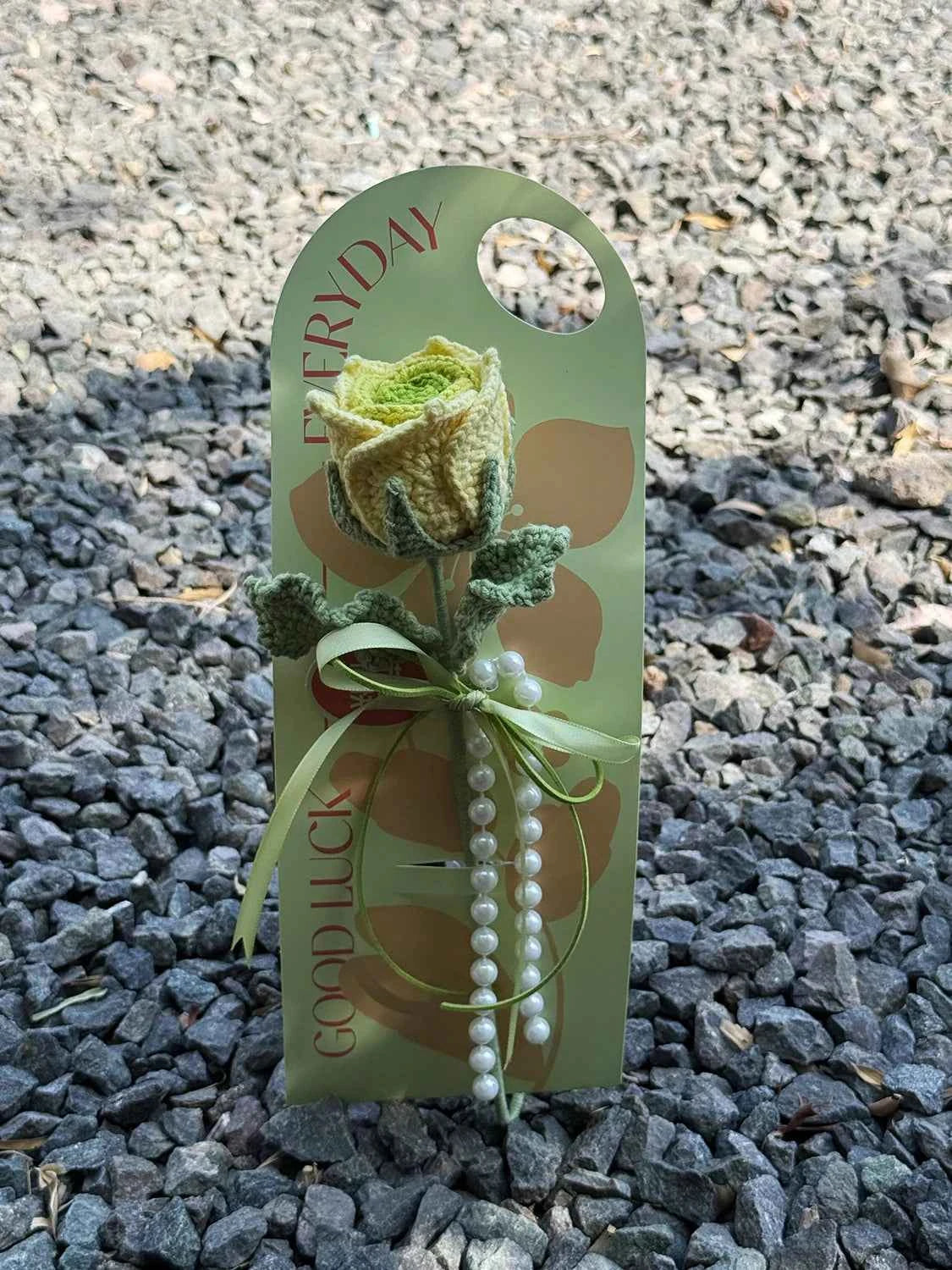 Handmade Crochet Green Rose Flower Bouquet