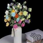 Handmade Crochet Knitted Single Stem Flower Barbie Rose