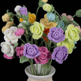 Handmade Crochet Knitted Single Stem Flower Barbie Rose