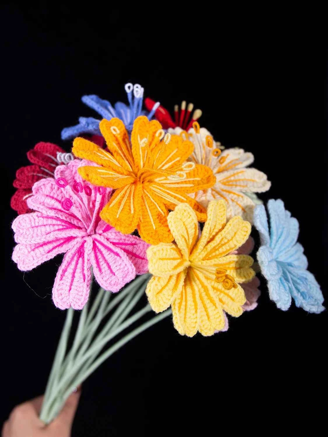 Handmade Crochet Lewisia (Lewisia cotyledon) | Realistic Fake Flower