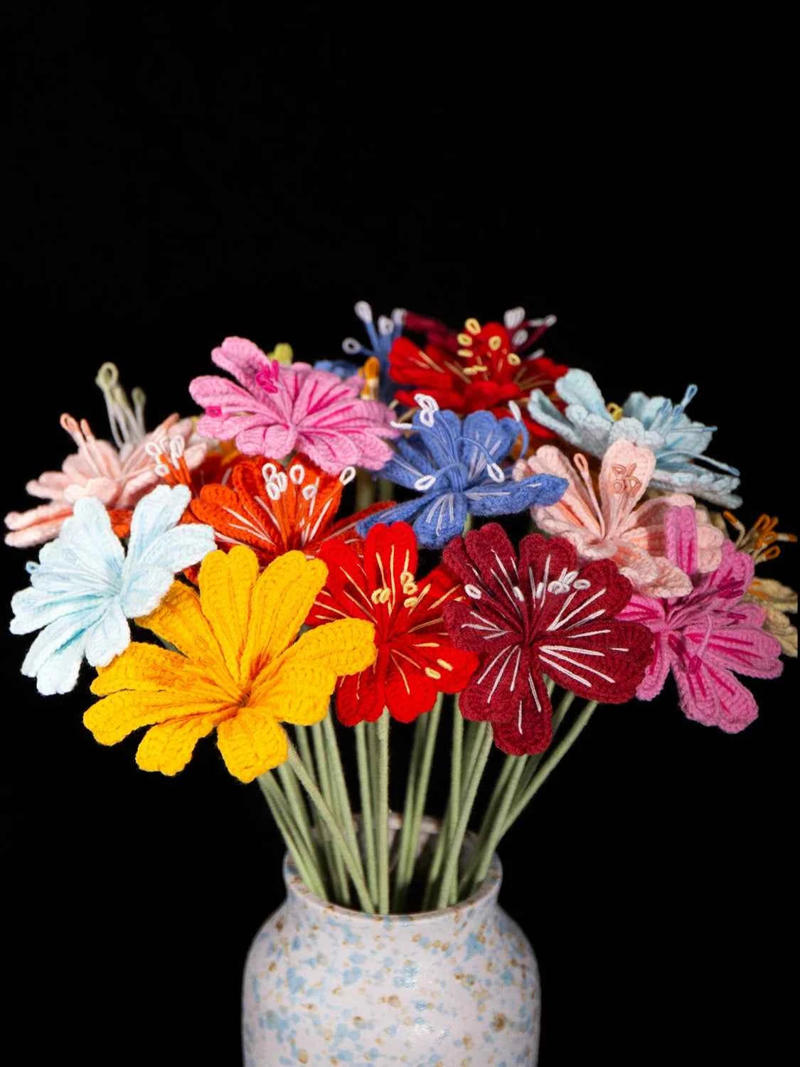 Handmade Crochet Lewisia (Lewisia cotyledon) | Realistic Fake Flower
