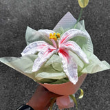 Handmade Crochet Lily Bouquet – Single Stem Yarn Lily Flower Gift