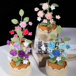 Crochet Mini Rose Bouquet in Pot - Unique Gift for Her, Home Office Decor