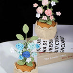 Crochet Mini Rose Bouquet in Pot - Unique Gift for Her, Home Office Decor